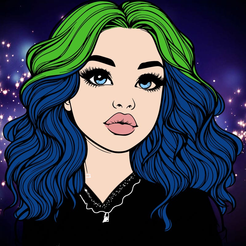 realistic girl with wavy hair and lips