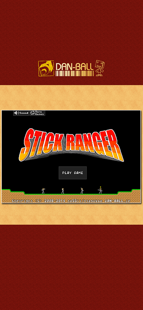 Stick Ranger title screen showing the game logo and play button with minimalist stickman characters