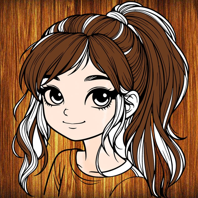 realistic girl with ponytail