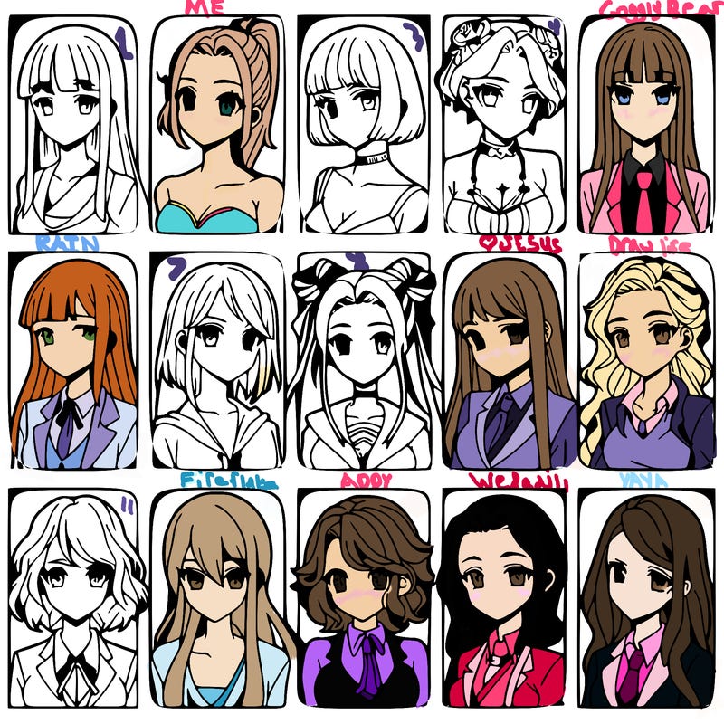 girls that look diffrent anime