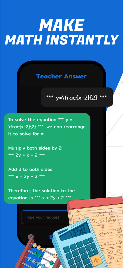 Photo Answer: Math Helper AI - Smartphone screen displaying step-by-step math problem solving with Photo Answer AI