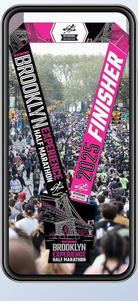 Brooklyn Experience Half - Digital finisher ribbon for the NYCRUNS Brooklyn Experience Half Marathon 2025