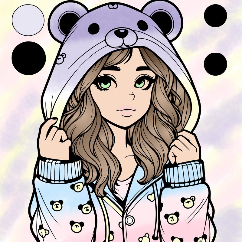 realistic girl in a animal pjs hoodie