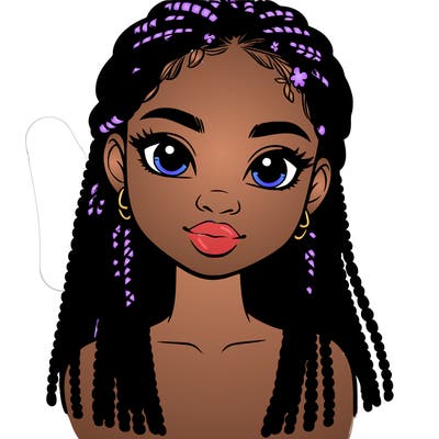 a realistic black girl with braids