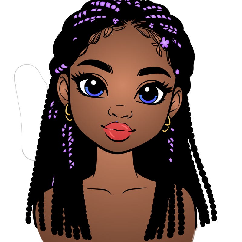 a realistic black girl with braids
