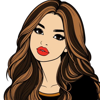 realistic girl with hair on her hair and lips