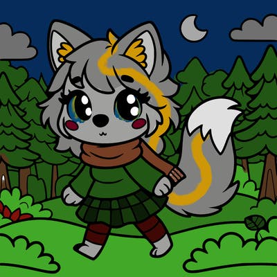 wolf girl in the woods