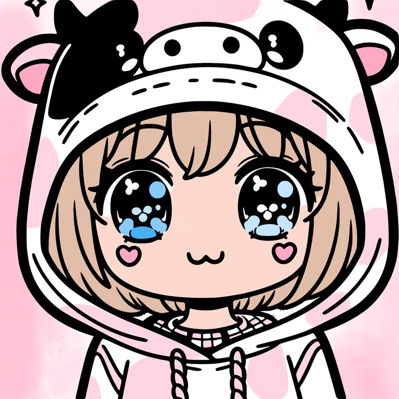 kawaii girl with cow hoodie