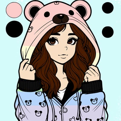 realistic girl in a animal pjs hoodie