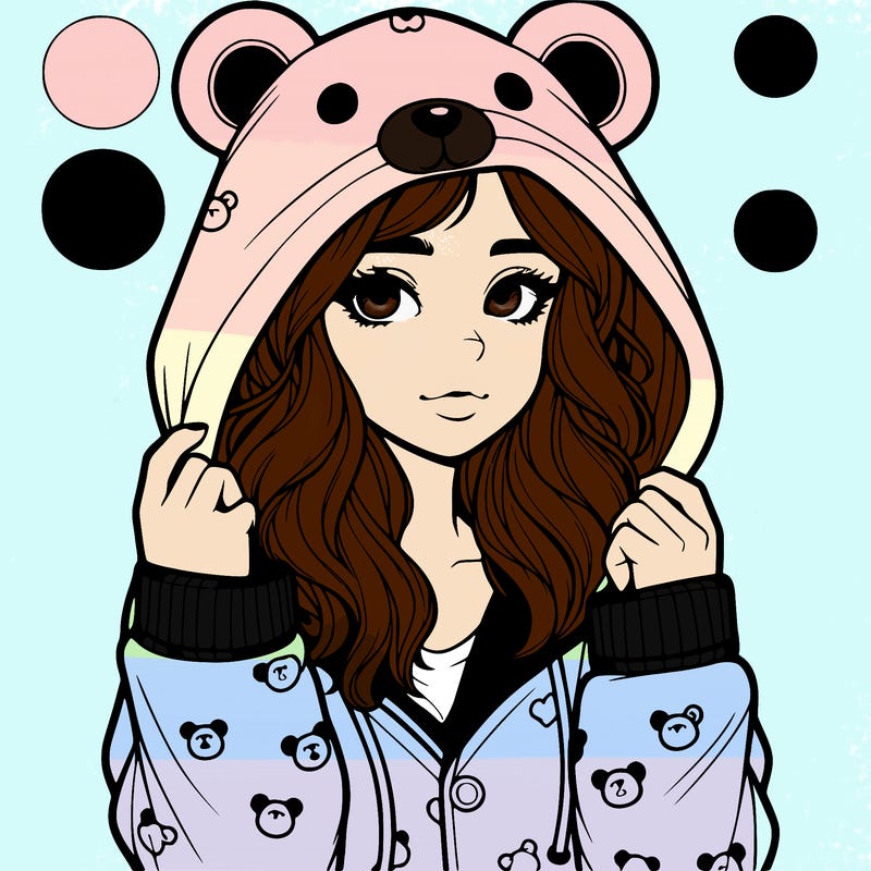 realistic girl in a animal pjs hoodie