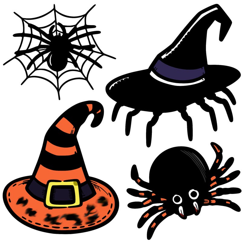 witch hats and spiders