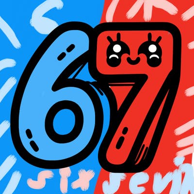 the numbers 67