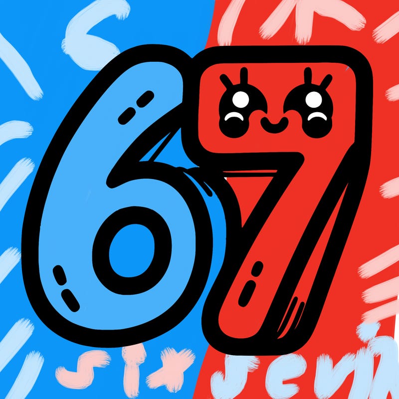 the numbers 67