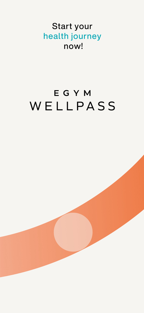 Pantalla de presentación de la aplicación EGYM Wellpass con el texto Comienza tu viaje de salud ahora.