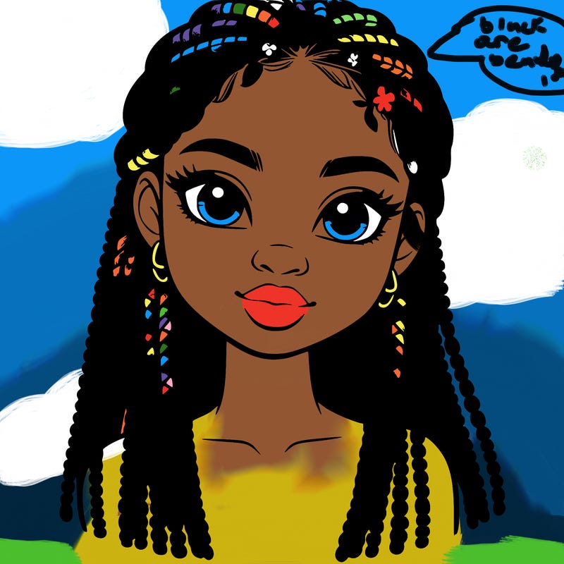 a realistic black girl with braids