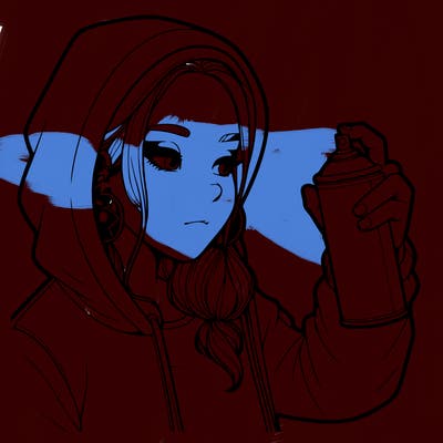 a realistic girl, spray painting