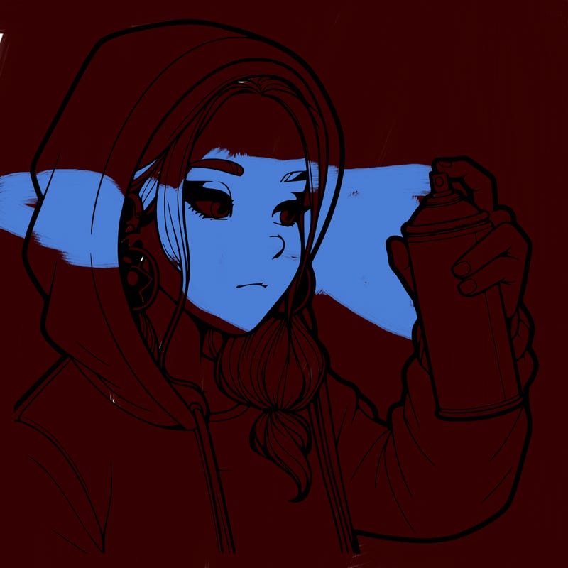 a realistic girl, spray painting