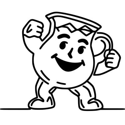 continuous line drawing of kool-aid man