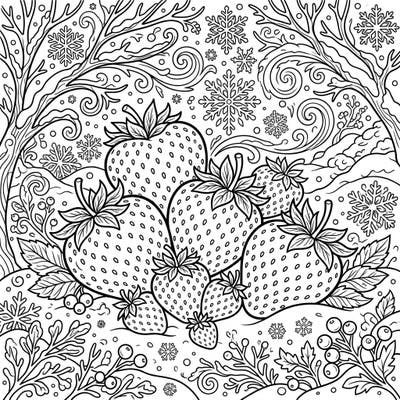 Explore the delightful paradox of sweet strawberries thriving in a frosty winter landscape with this intricate coloring page. Perfect for a cozy creative escape, it blends festive seasonal elements with vibrant fruit imagery, inviting you to bring this enchanting scene to life.