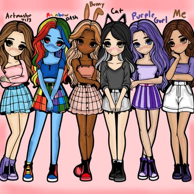 a group of girls realistic