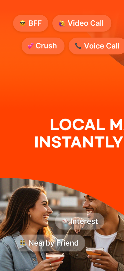 DaTalk app interface showcasing features for finding local friends and interests