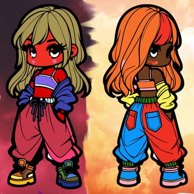 girl in crop top and baggy pants