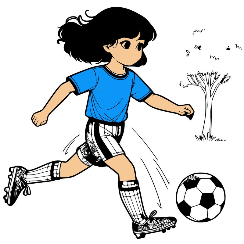 realistic girl playing soccer