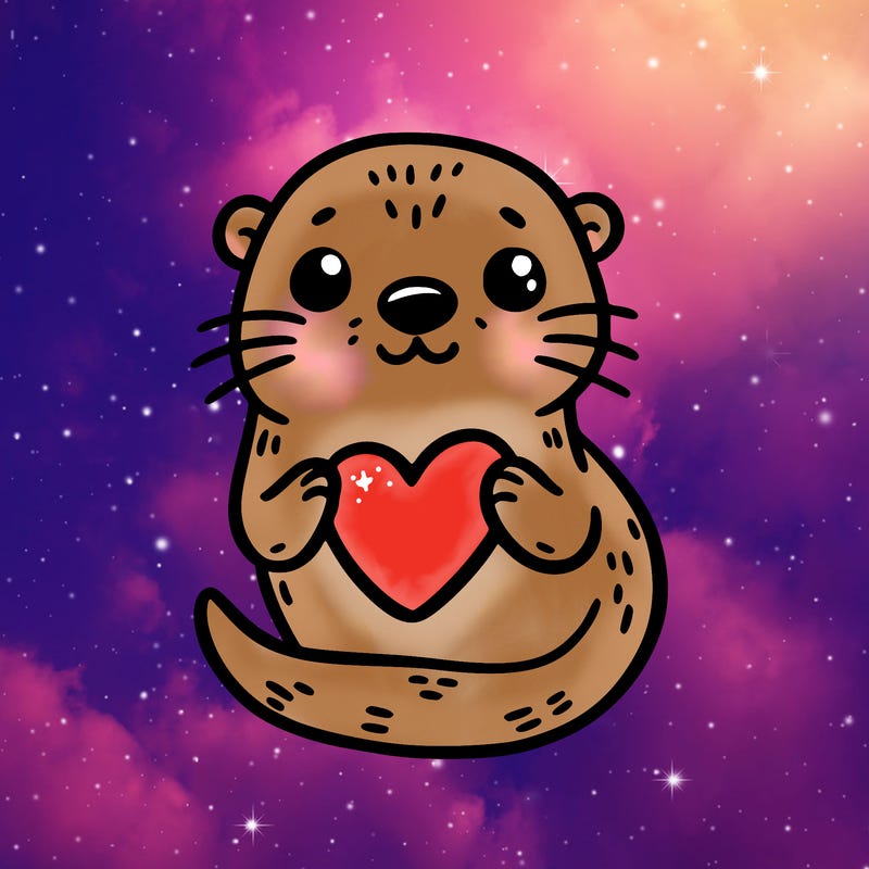 otter with a heart
