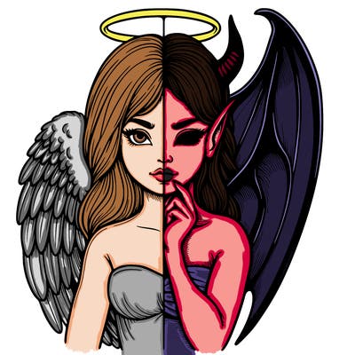 realistic angel half demon