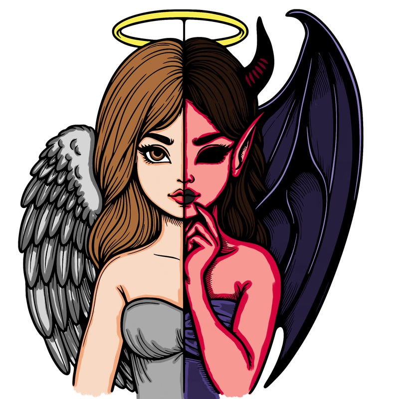 realistic angel half demon