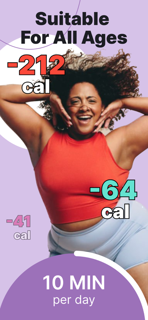A joyful woman posing during a ten minute daily chair dance workout highlighting calorie burn statistics
