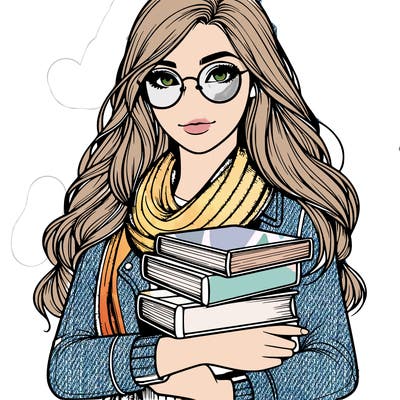 realistic girl with books