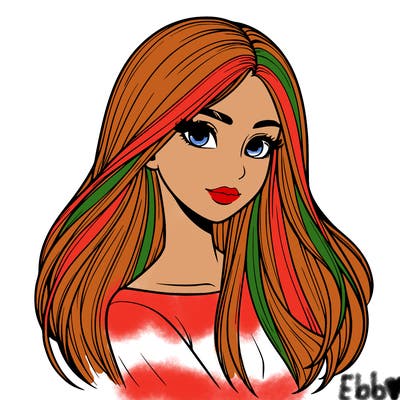 realistic girl with long hair and a face