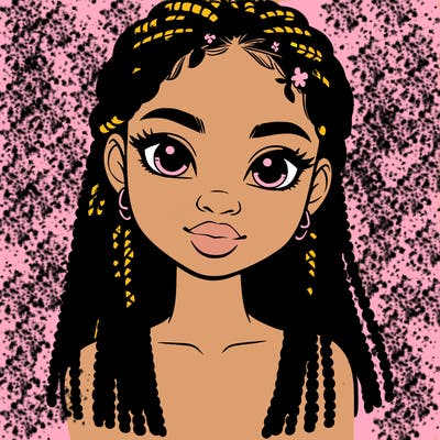a realistic black girl with braids