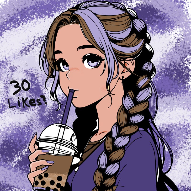 realistic girl with braided hair drinking boba