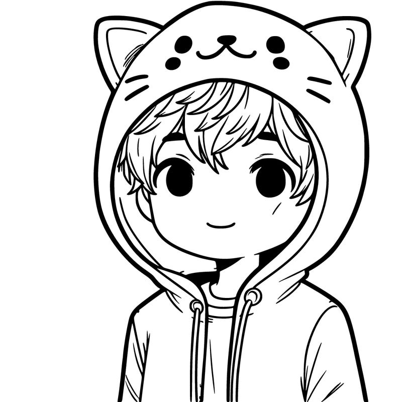 a boy in a cat hodi