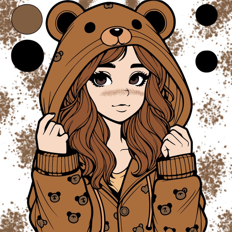realistic girl in a animal pjs hoodie