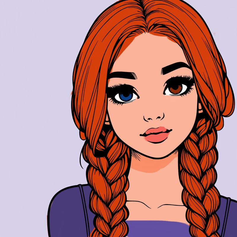 realistic girl with braids