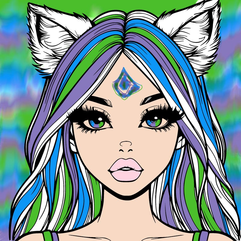 realistic girl with fox ears and realistic lips