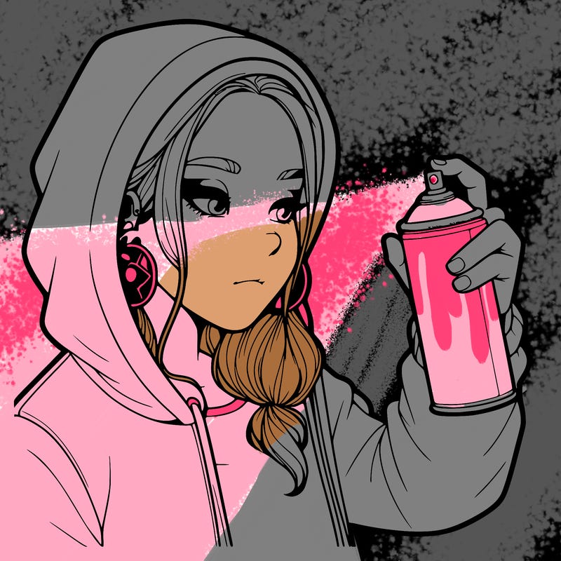 a realistic girl, spray painting
