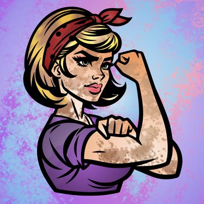 strong woman with a 60s american ad style