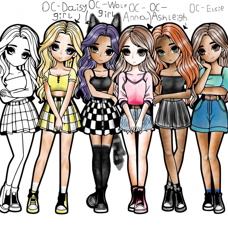 a group of girls realistic