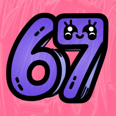 the numbers 67
