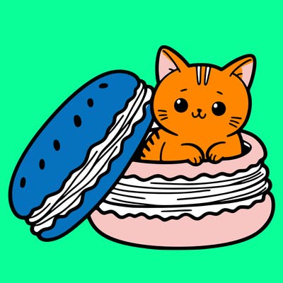 cat in a macaron