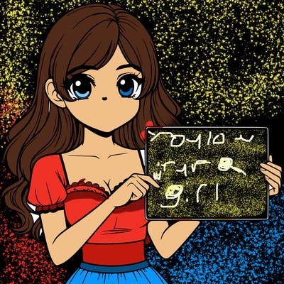 realistic pretty girl holding blank sign