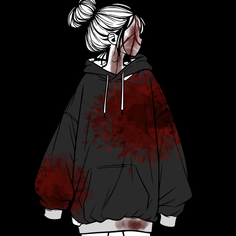 realistic girl with a oversized sweatshirt on and a bun