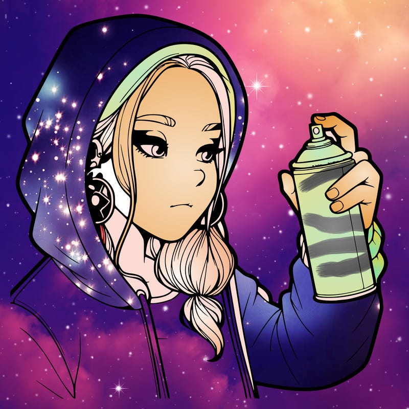 a realistic girl, spray painting