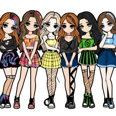 a group of girls realistic