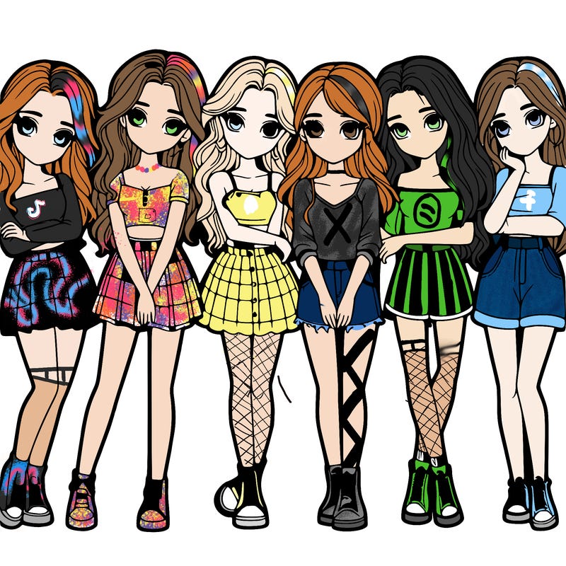 a group of girls realistic