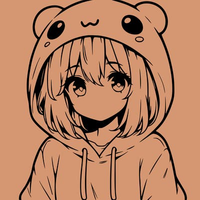 anime cute girl with hoodie